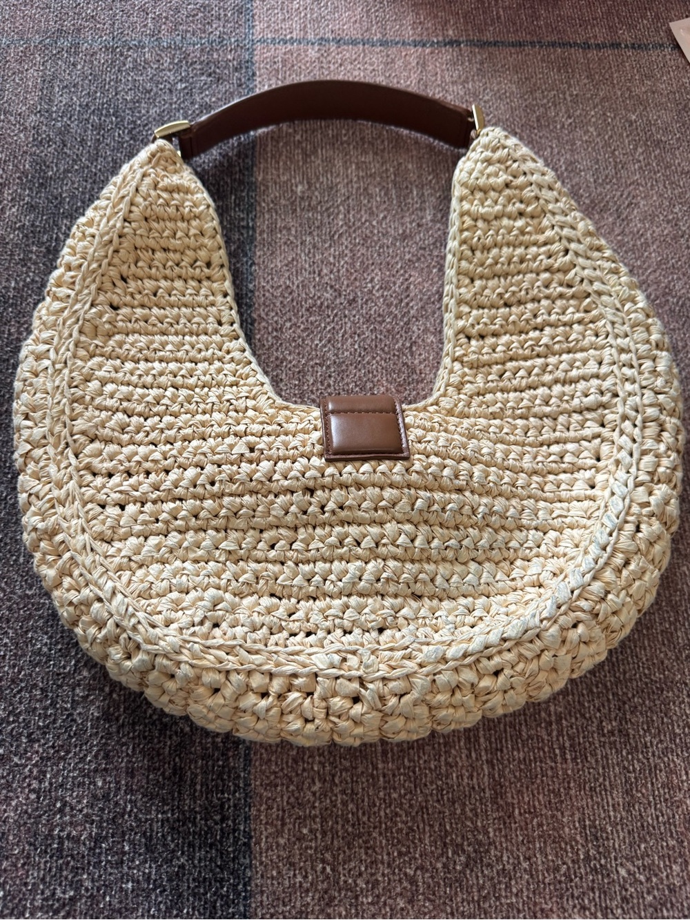 ANINE BING women's lou bag in natural with cognac - Picture 3 of 6